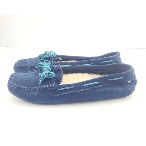 UGG Womens Blue Suede Slippers  -‎ Size 7.5 - Picture 2 of 8